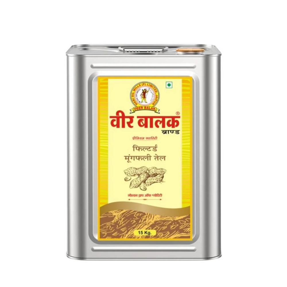 VEER BALAK Filtered Cold Pressed Groundnut (Peanut) Oil 15 Litres