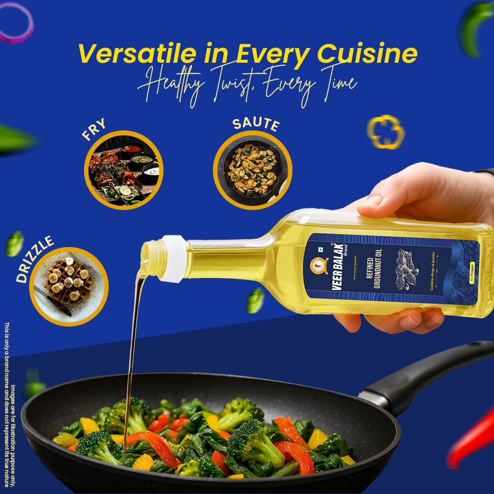 VEER BALAK Premium Refined Groundnut (Peanut) Oil, Mungfali Tel - 1 Litre