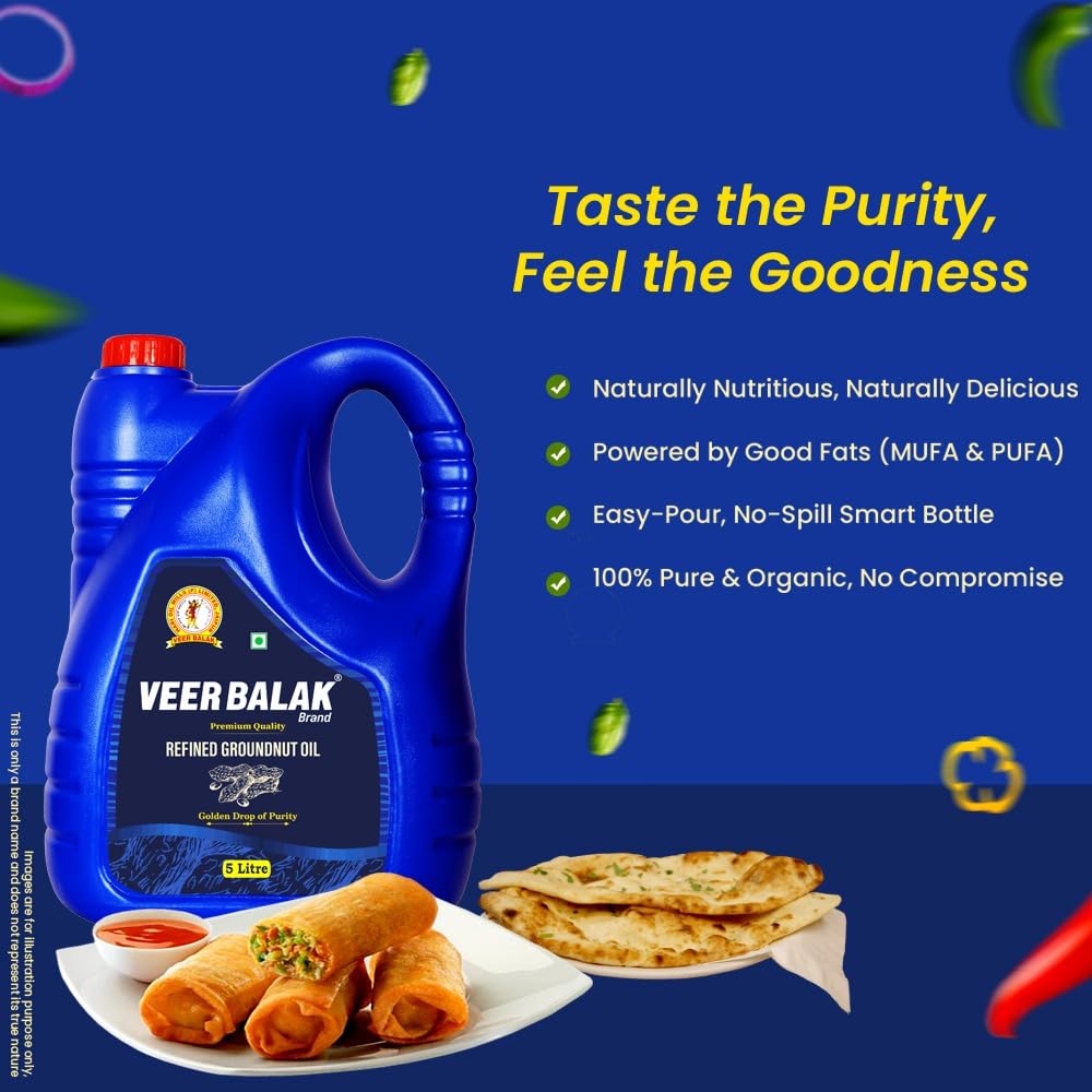 VEER BALAK Premium Refined Groundnut (Peanut) Oil - 5 Litres