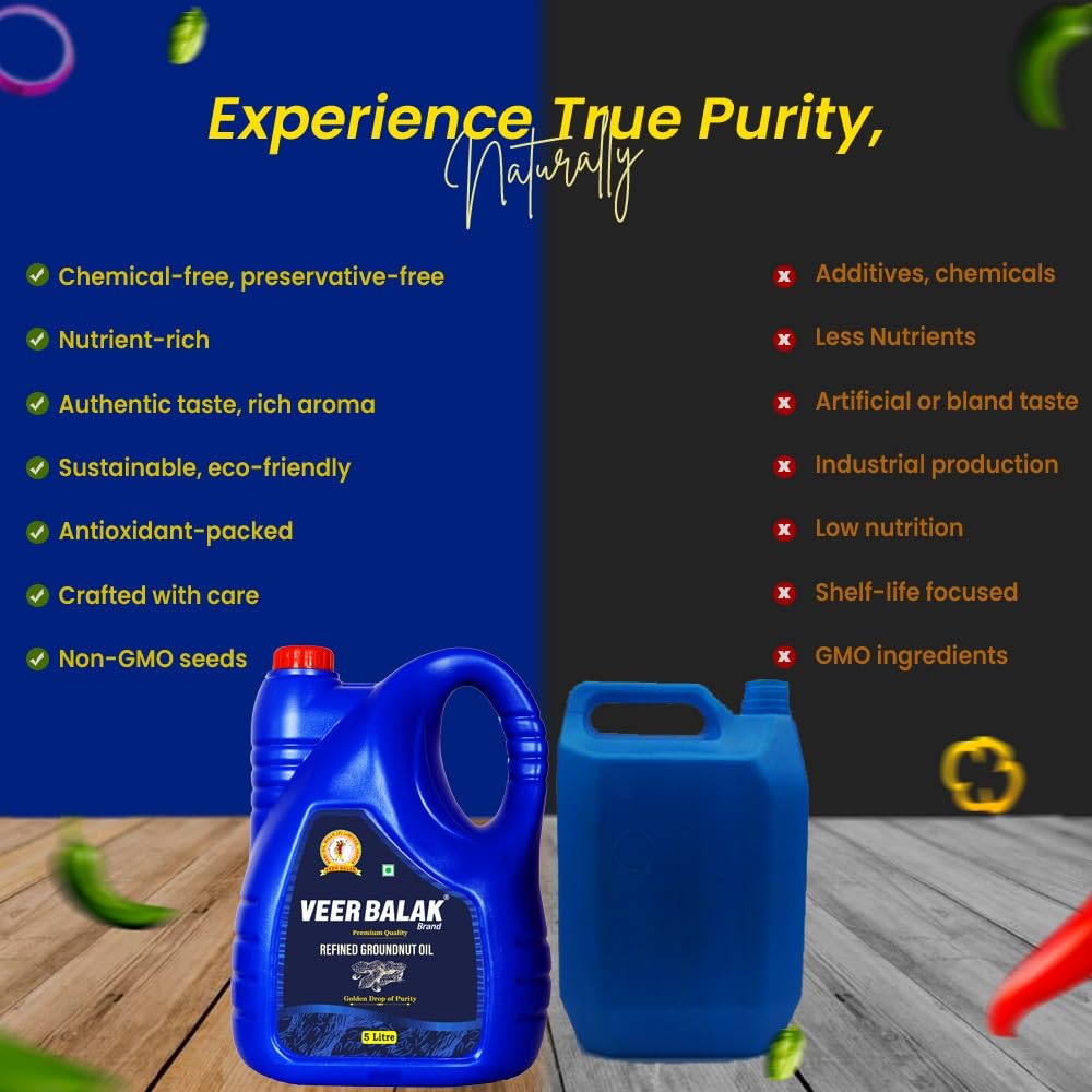 VEER BALAK Premium Refined Groundnut (Peanut) Oil - 5 Litres