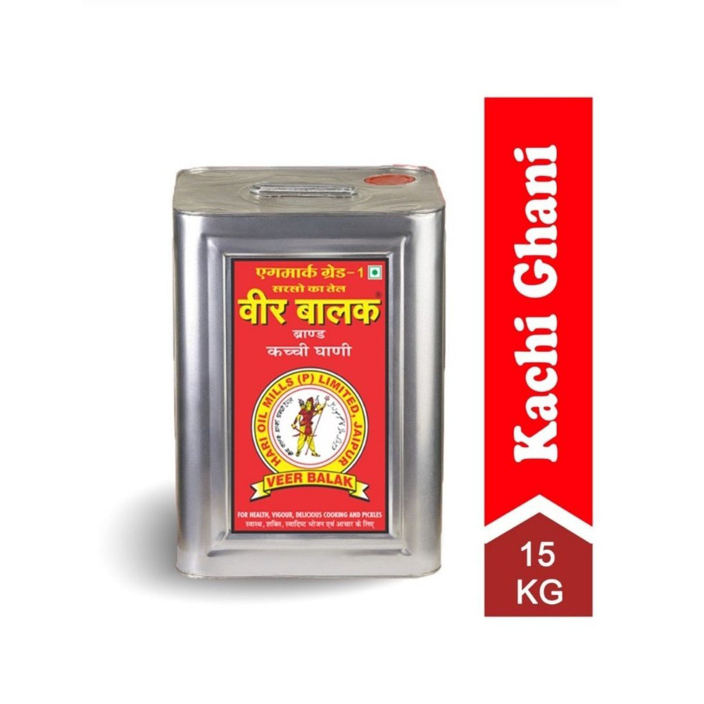 15 Ltr, 15 Kg Veer Balak Kachi Ghani Mustard Oil Tin Packing